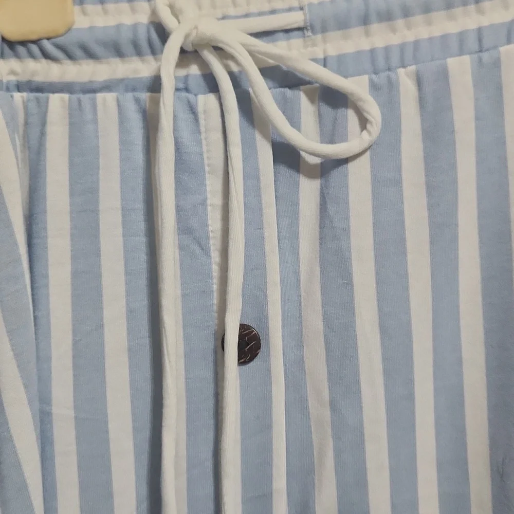 Lularoe Light Blue and White Striped Pull On Tie Waist Skirt Size 3XL
